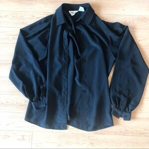 Regina porter black button down long sleeve sheer blouse